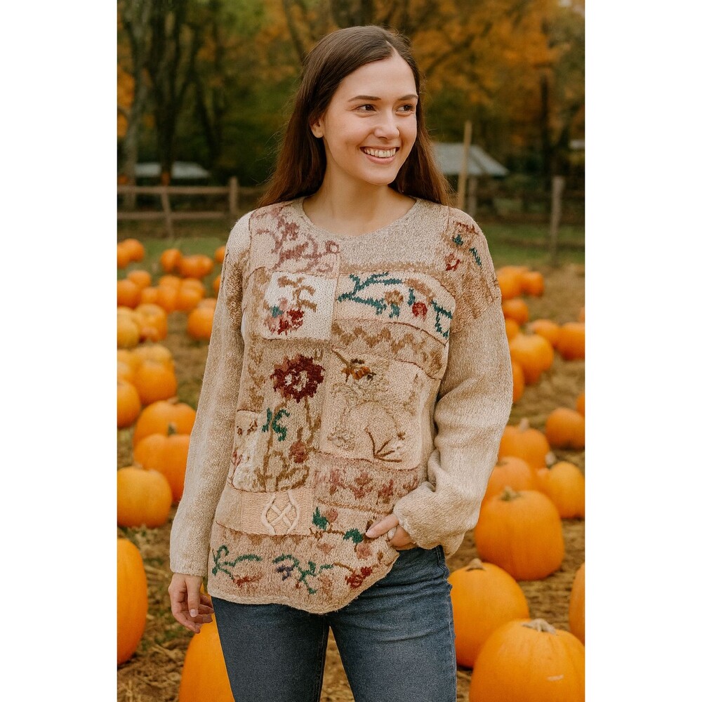 Vtg Heirloom Collectibles Women’s Chunky Y2K 90s Knit Cottagecore Sweater Size L - Picture 2 of 5